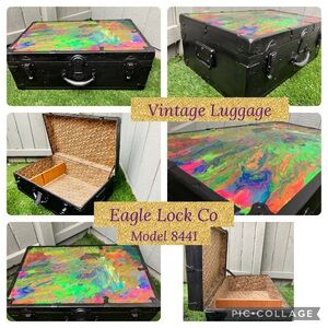 Vintage Chest EAGLE Lock Co. Conn Chest STEAM Boat Black Finished Artist 28 x 17